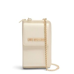 Love Moschino Phone Crossbody Bag Wallet on Chain New without Tag Ivory Gold